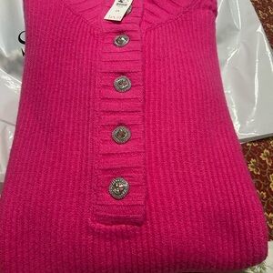 Talbots Fuchsia Sweater with Silver Buttons